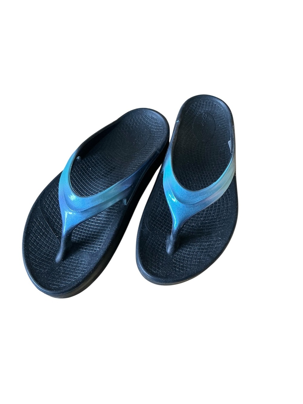 Recovery Sandals OOFOS luxe foam, blue/black. SZ 8 / EUR 39